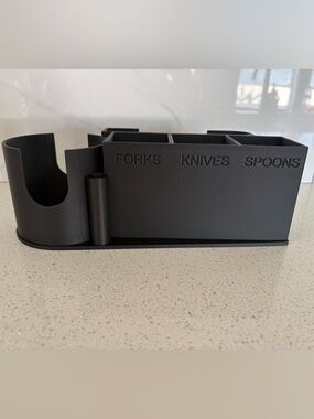 Countertop Utensil Holder, Cup & Napkin Organizer Picnic Caddy 3D Printed Black